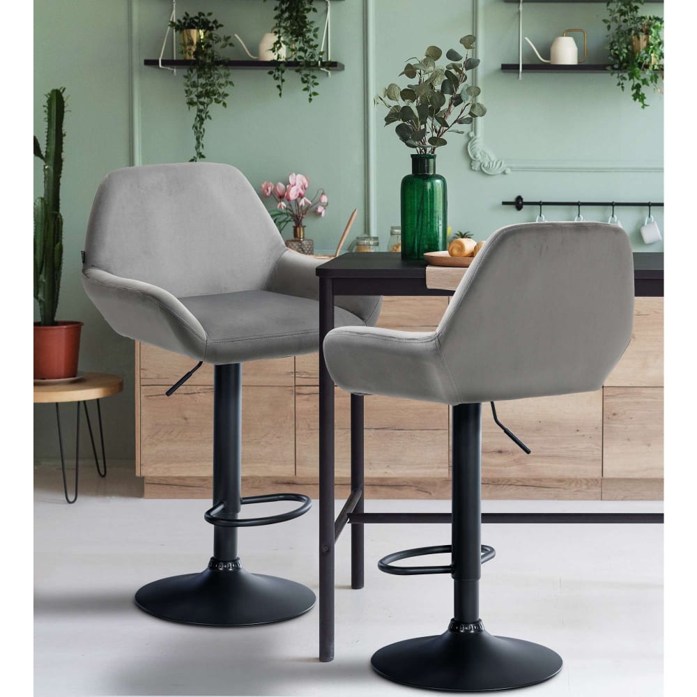 Tabouret De Bar Braga Velours Noir Gris