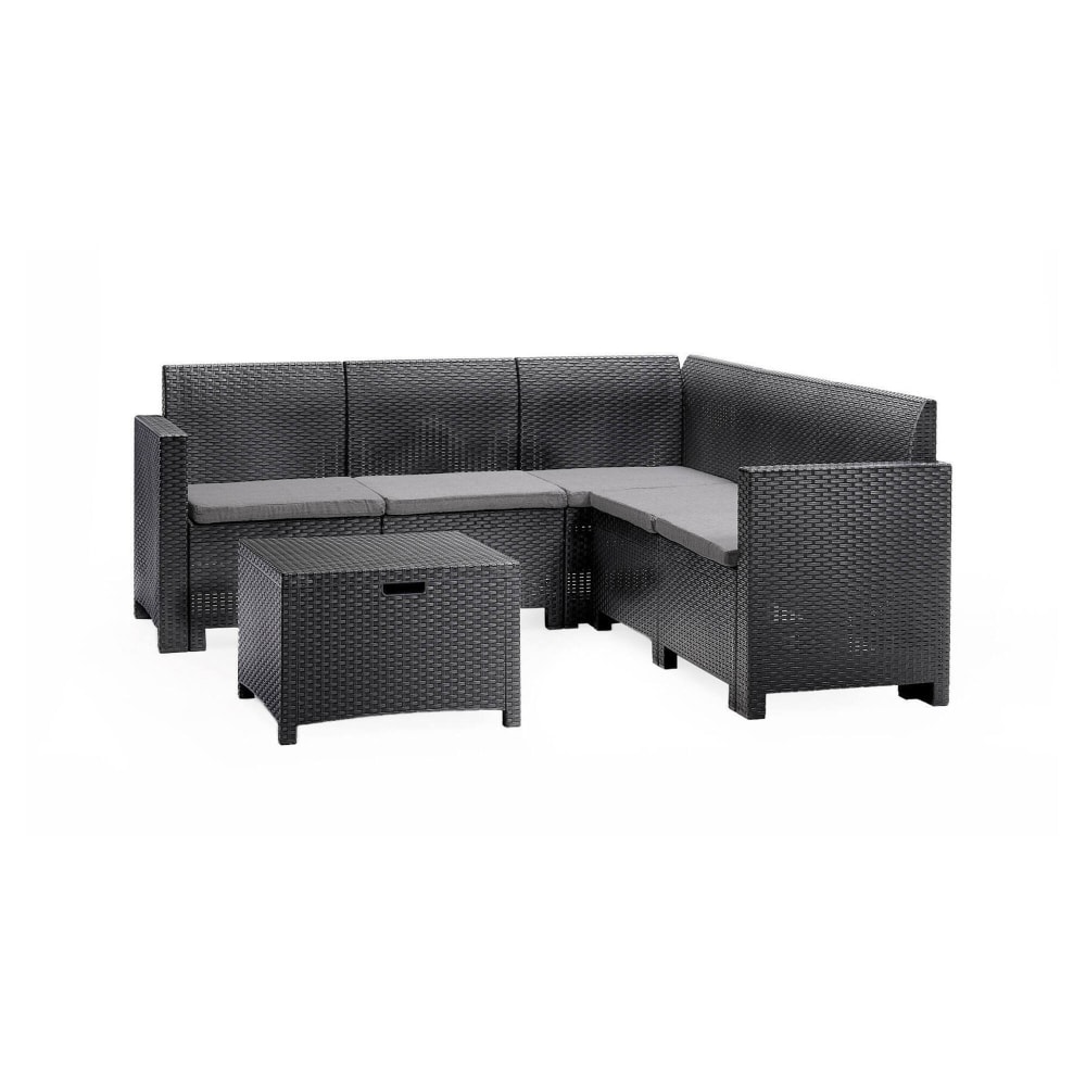 Ensembles canapes. fauteuils et tables de jardin dmora gris 5 personnes rotin 57 x 188 x 79 cm 2 pieces