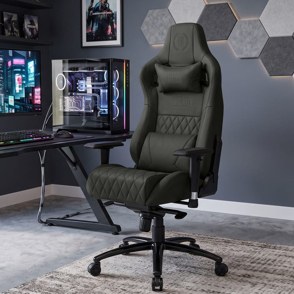 Chaise De Bureau Keren En Cuir Véritable Gris