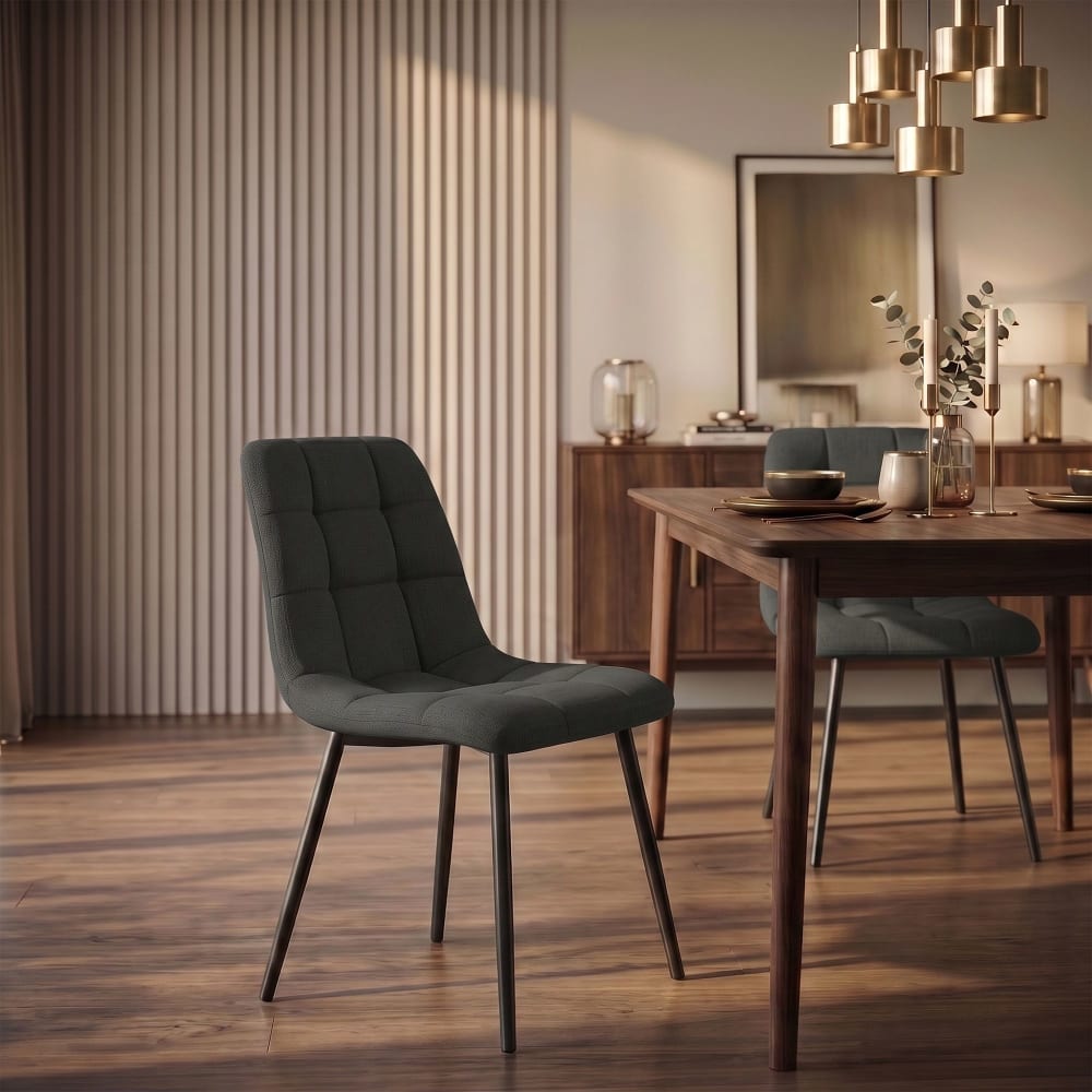 Chaise De Salle À Manger En Tissu Tilde Gris Foncé