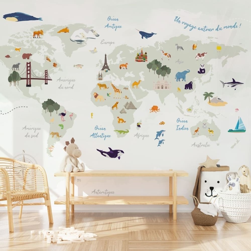 Papier peint panoramique - World map - Vert - intissé: 150g/m² - 7 lés: 336x270cm