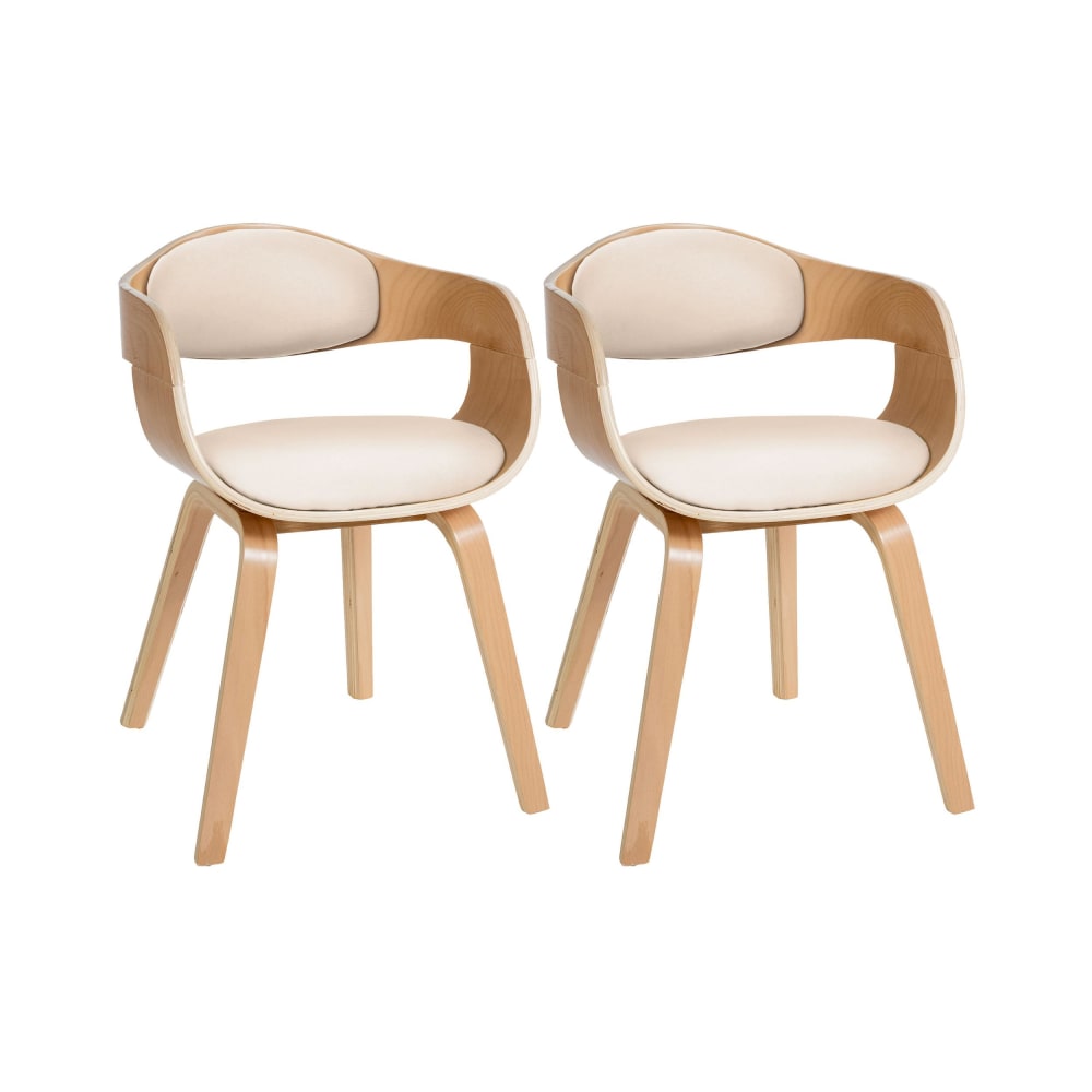Lot De 2 Chaises Kingston Simili Cuir Nature/crème