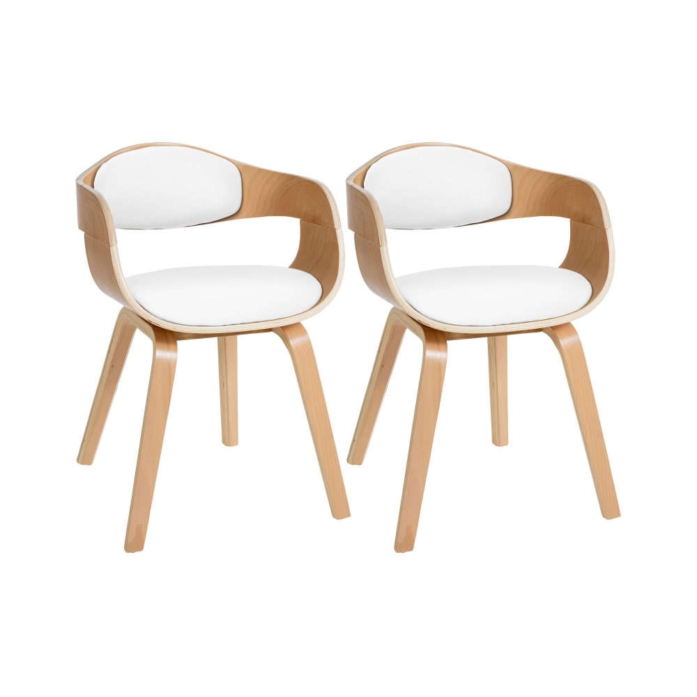Lot De 2 Chaises Kingston Simili Cuir Naturel/blanc