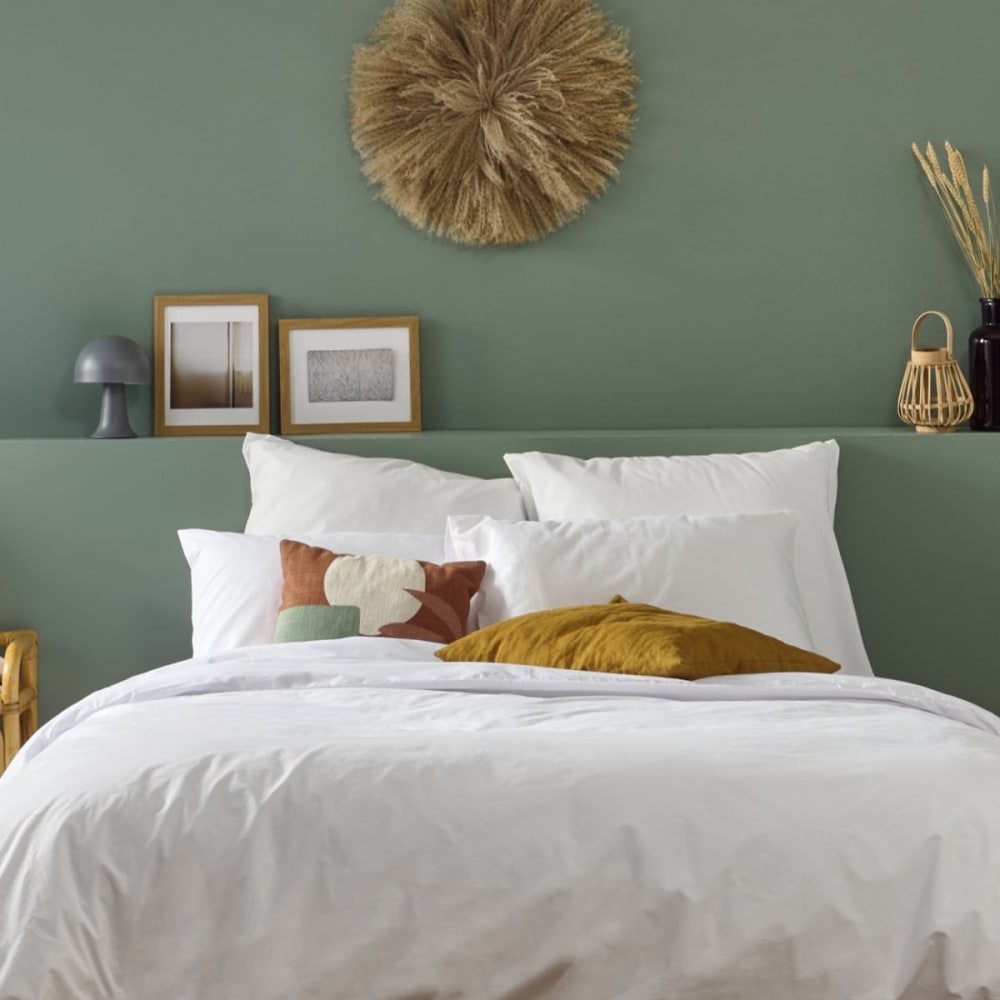 Lot de 2 taies d'oreiller percale de coton blanc 50x75cm