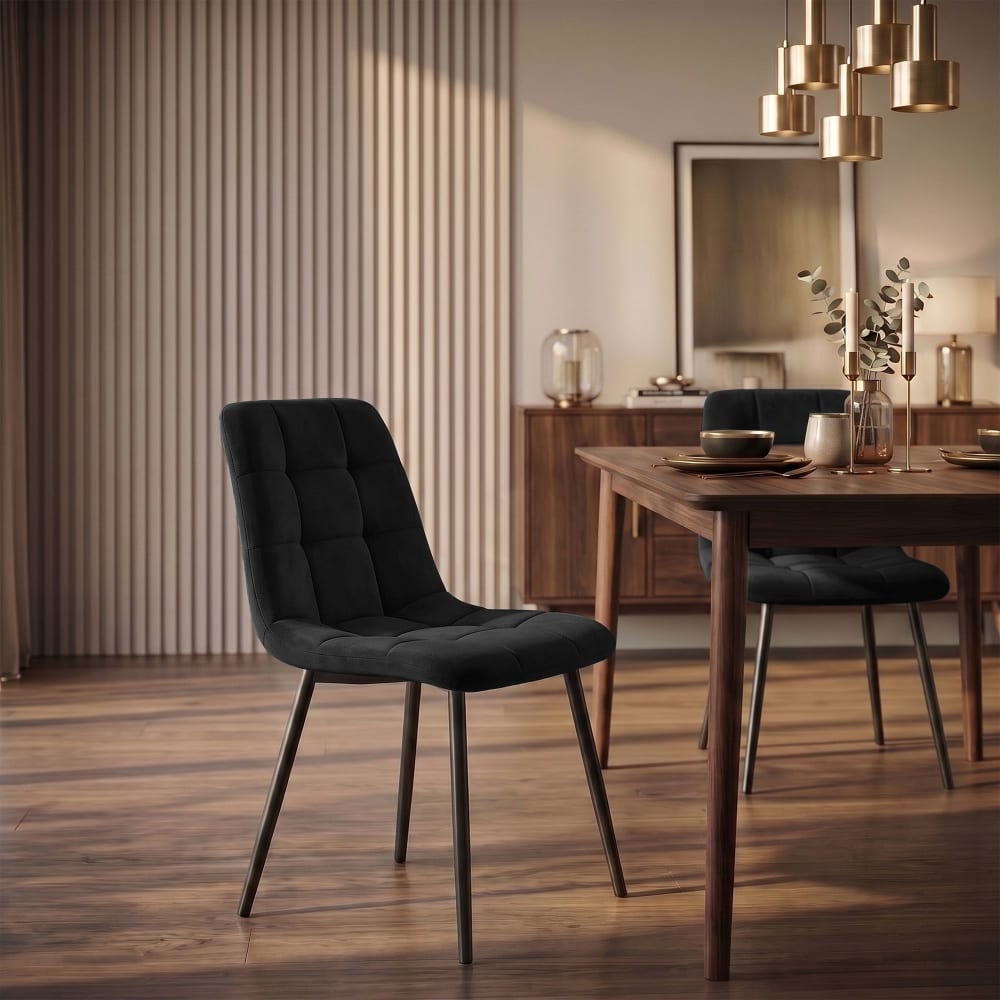 Lot De 2 Chaises De Salle À Manger Tilde Velours Noir
