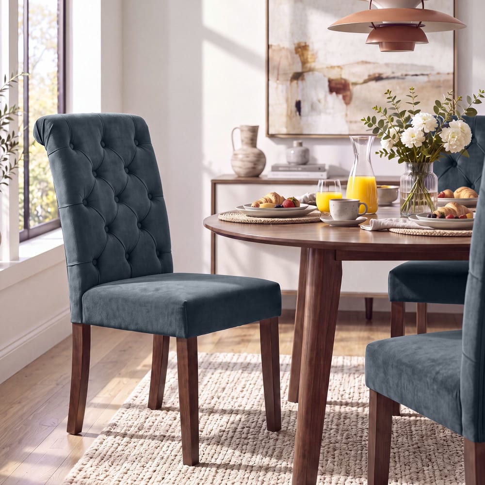 Chaise De Salle À Manger En Velours Lisburn Gris Foncé