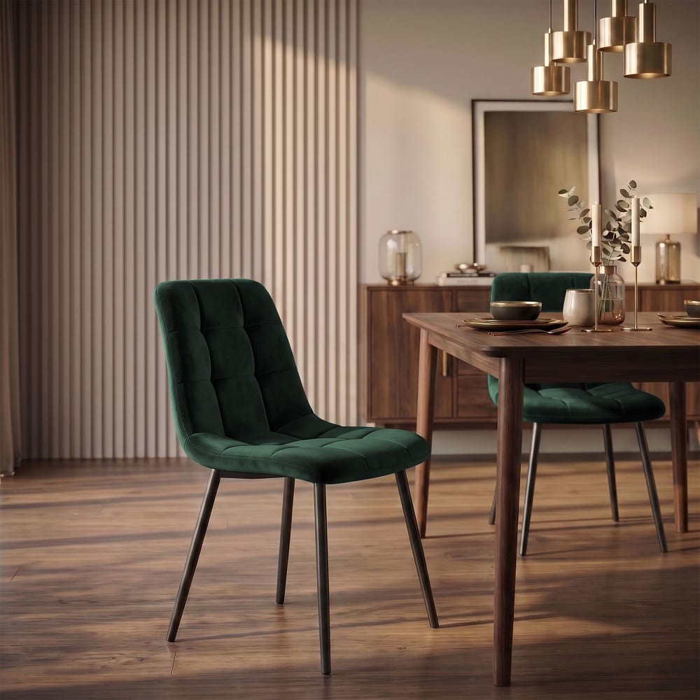 Lot De 2 Chaises De Salle À Manger Tilde Velours Vert