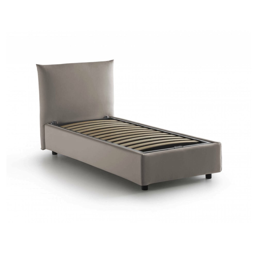 Lit Simple Alisech, Déhoussable Gris Taupe
