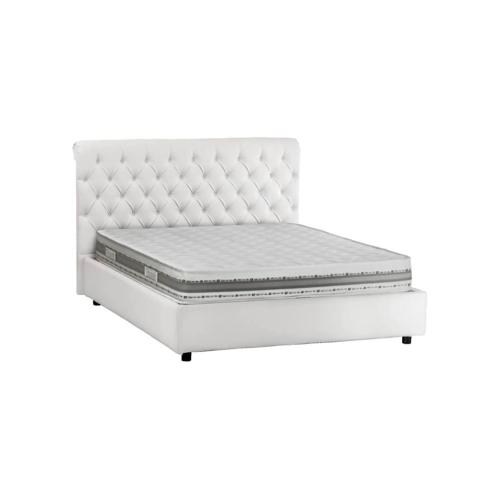 Lit Double En Similcuir Blanc 160x190 Cm