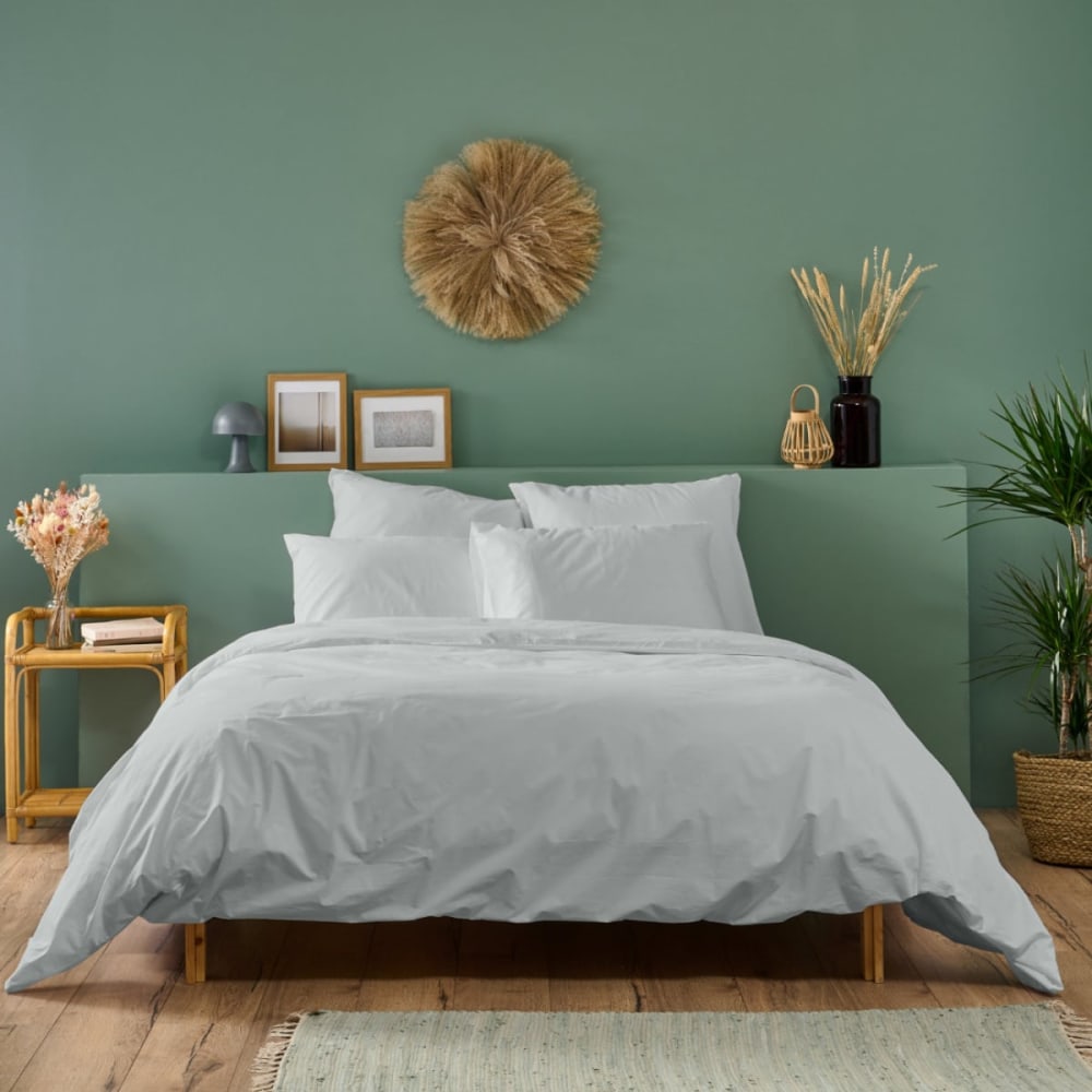 Housse de couette 140x200cm Parure Gris Clair COTON