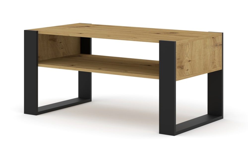 Table basse effet bois Crème et Noir