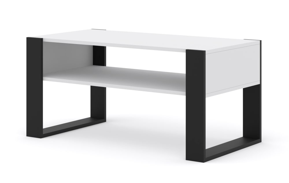 Table basse effet bois Blanc et Noir