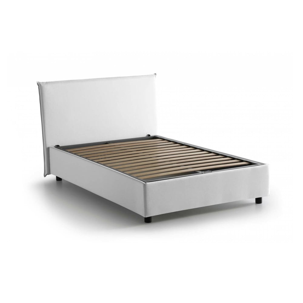 Lit Double En Tissu Blanc 140x190 Cm
