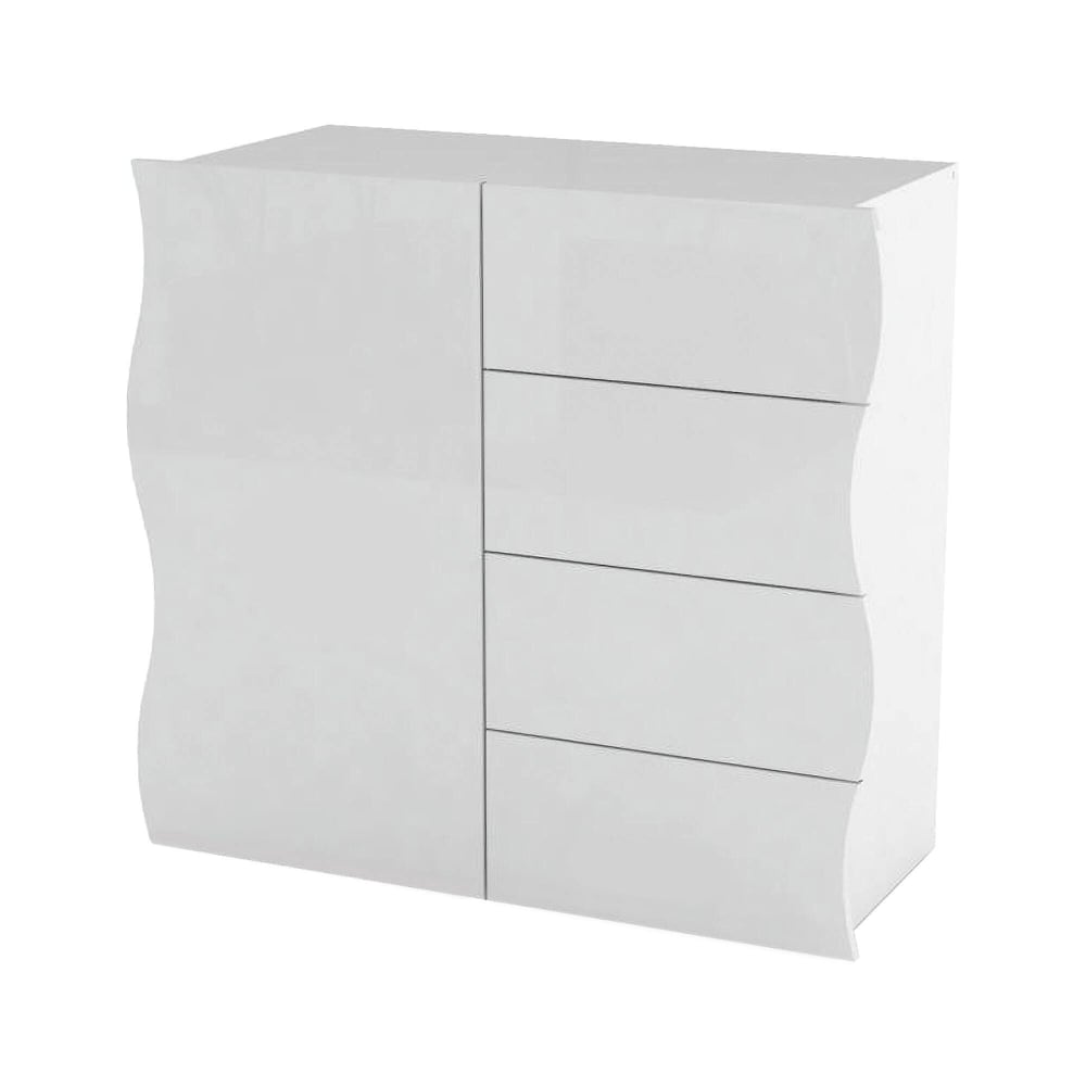 Buffet Effet Bois Blanc Brillant 90x40 Cm