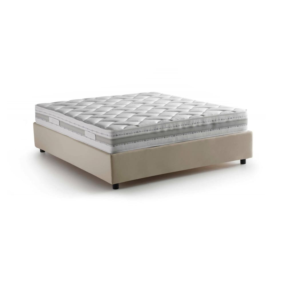 Lit Double En Tissu Beige 140x200 Cm