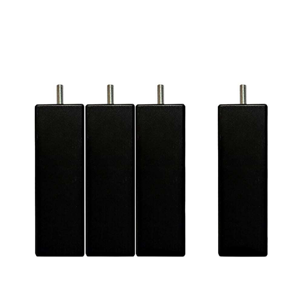 Pieds de lit carré bois 20 cm - lot de 4 - Noir