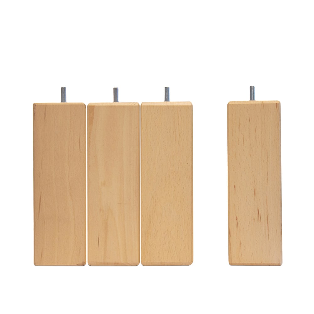 Pieds de lit carré bois 20 cm - lot de 4 - Naturel