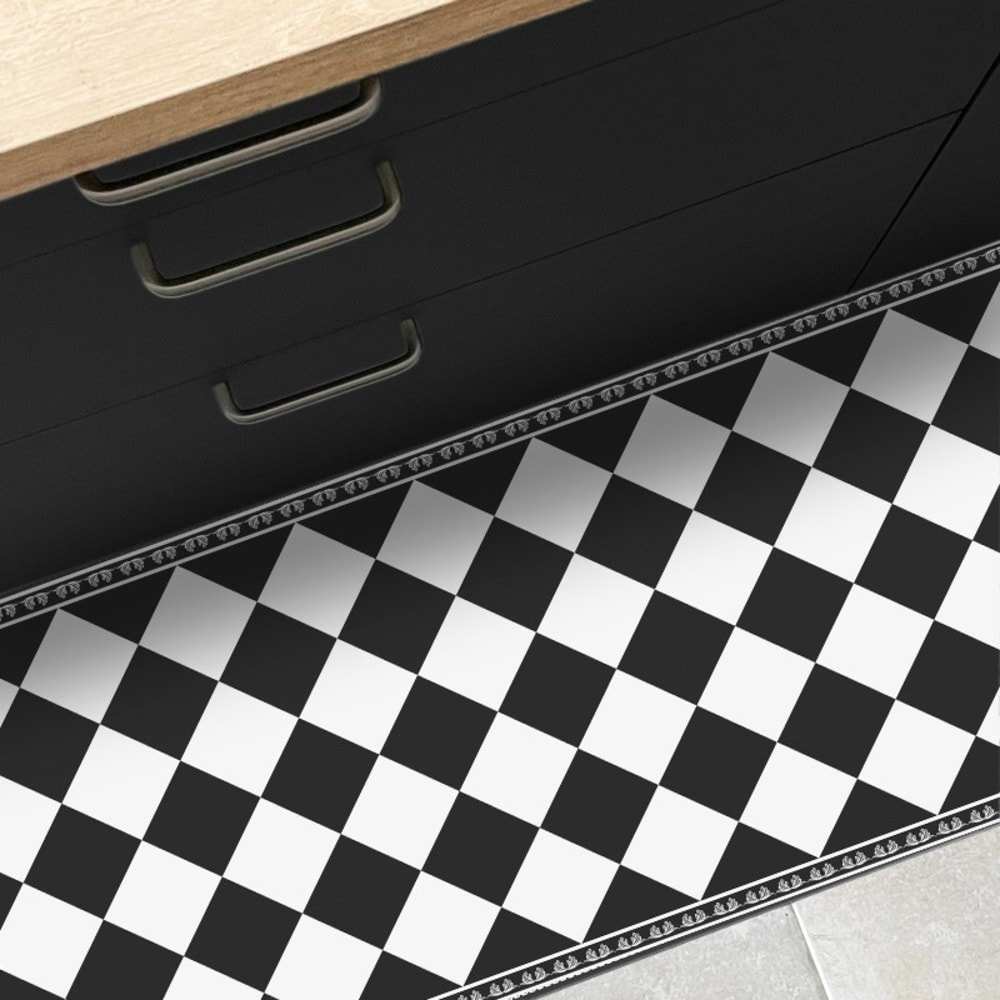 Tapis antidérapant - Rétro - vinyle - int./ext. - Noir - 50x200cm