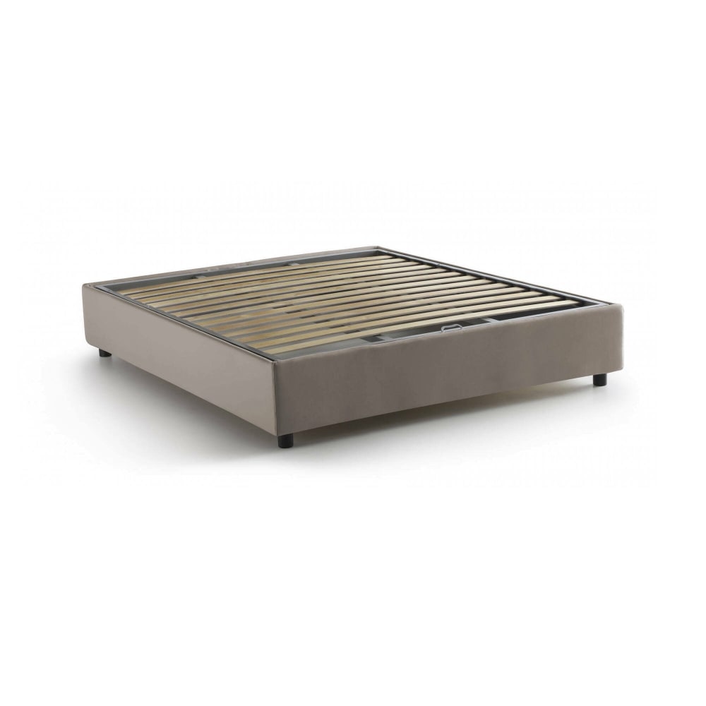 Lit Double En Tissu Tourterelle 160x200 Cm