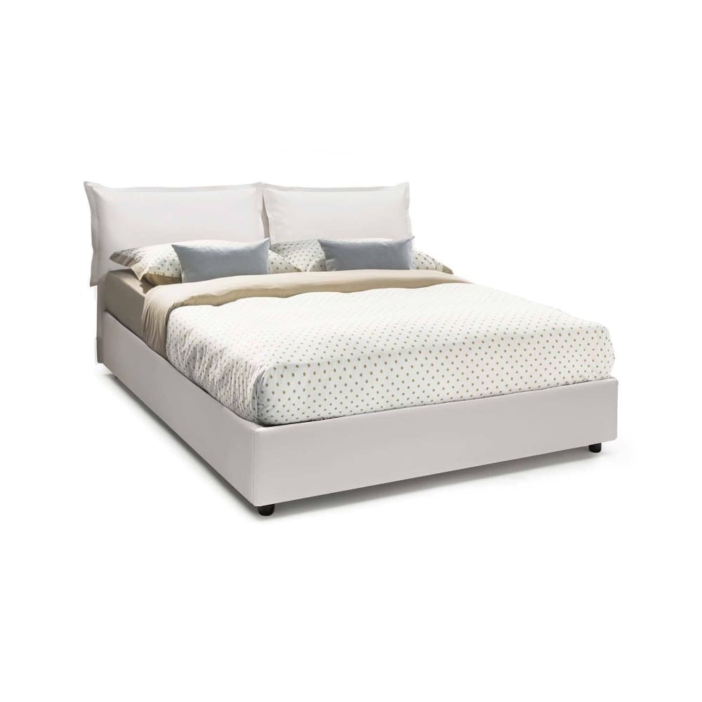Lit Double En Similcuir Blanc 160x190 Cm