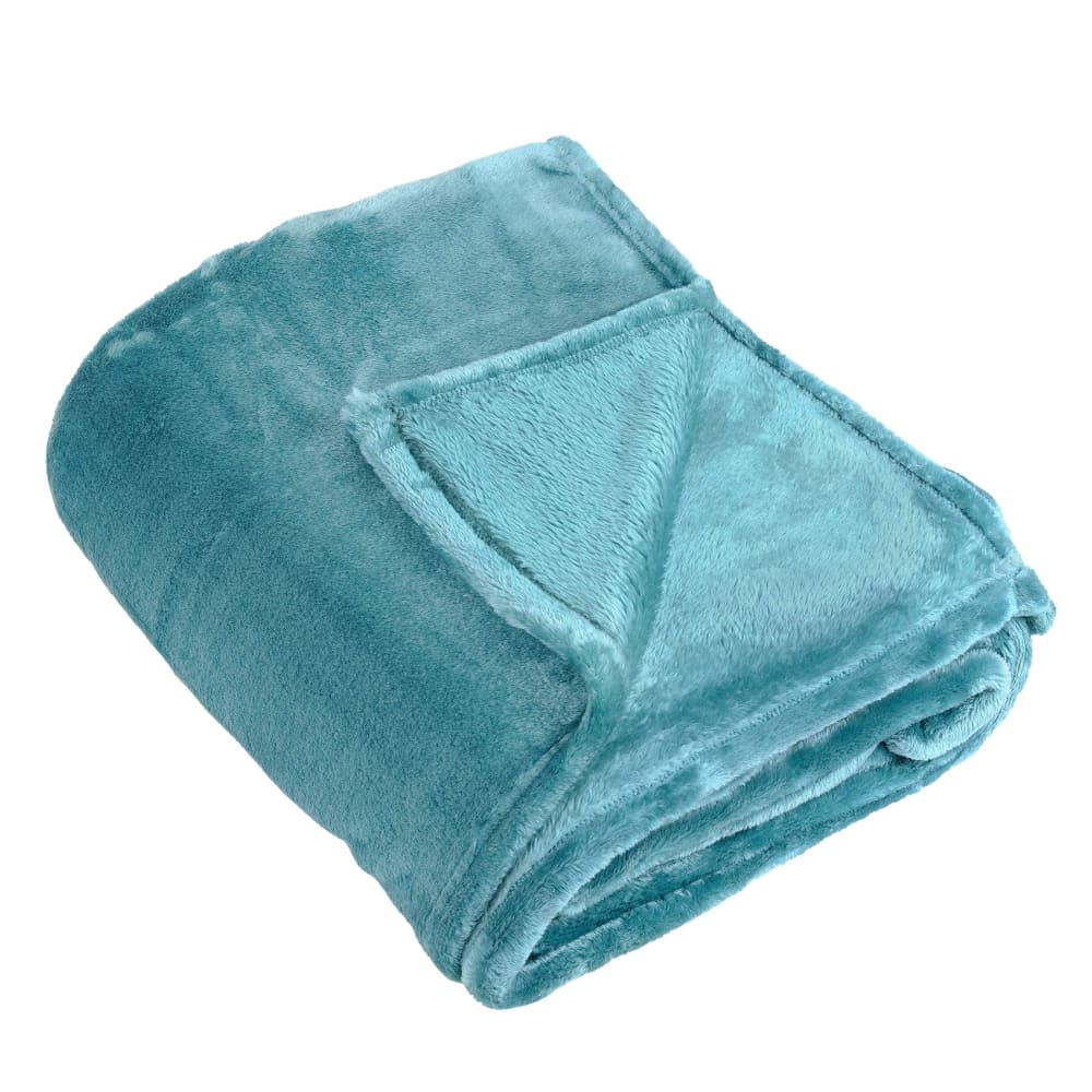 Couverture polaire unie ''pilonga'' polyester bleu ciel 220x240 cm