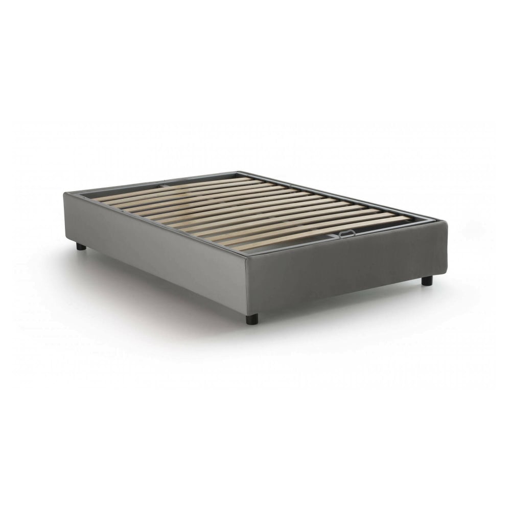 Lit Demi-carré En Tissu Gris 120x190 Cm