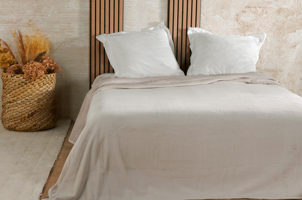 Couvre lit velours gaufré - 240x260cm - Ivoire
