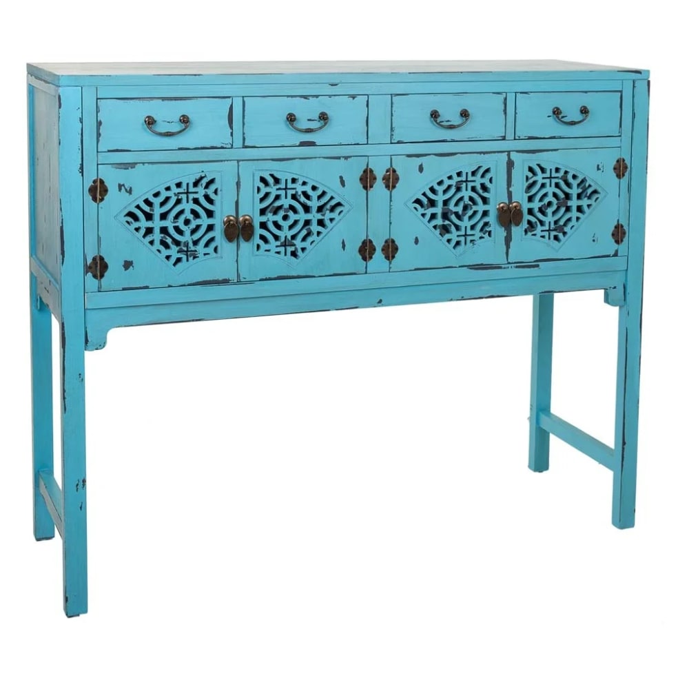Meuble D'entrée Alexandra House Living Bleu Bois D'épicéa Bois Mdf 40 X 102 X 120 Cm