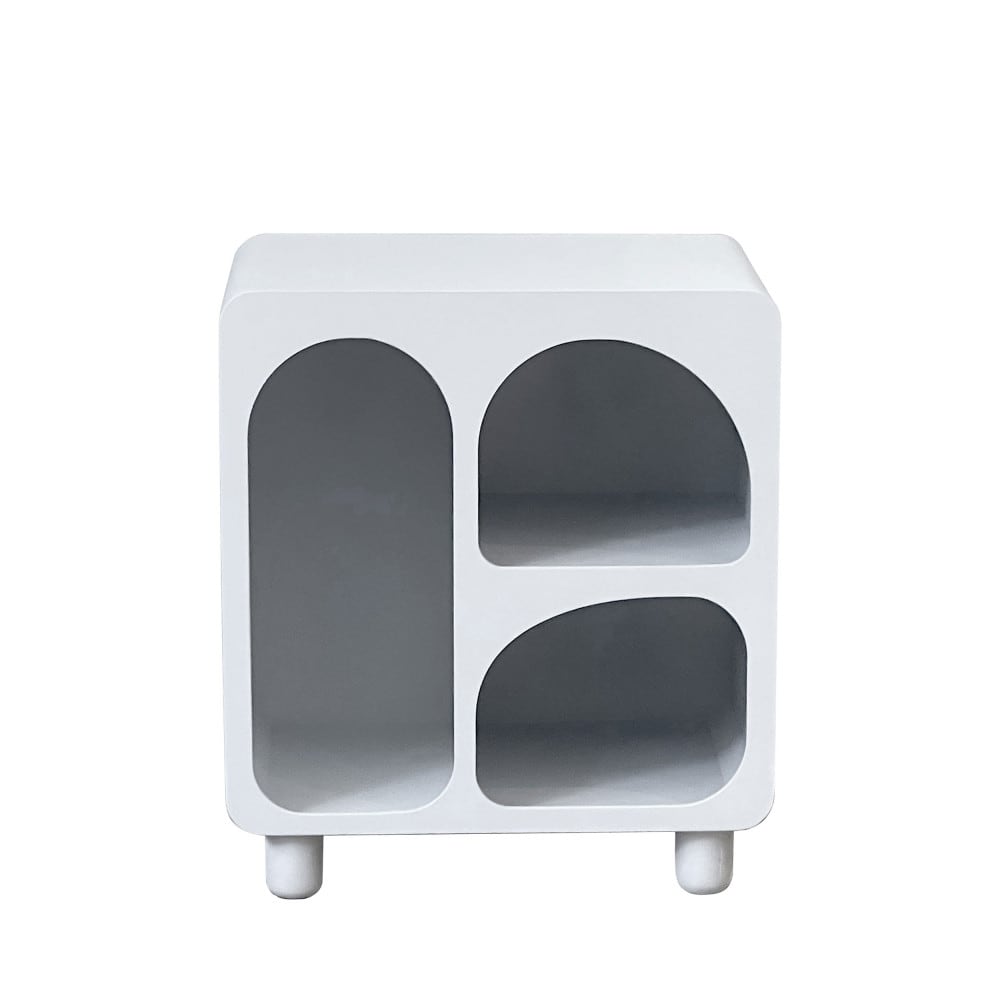 Table de chevet 3 niches en bois - blanc