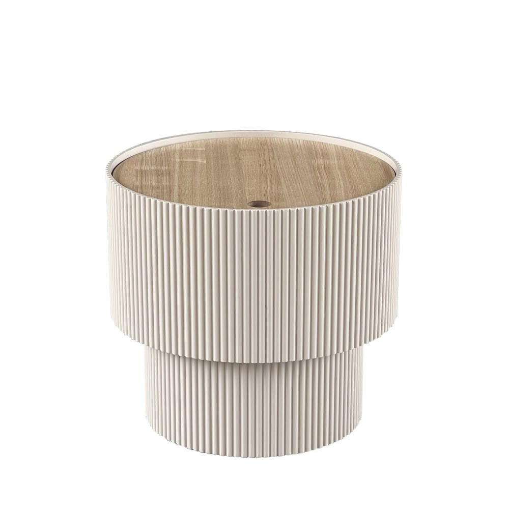 Sand I - Table d'appoint avec rangement en bois diam.38,5cm - Beige