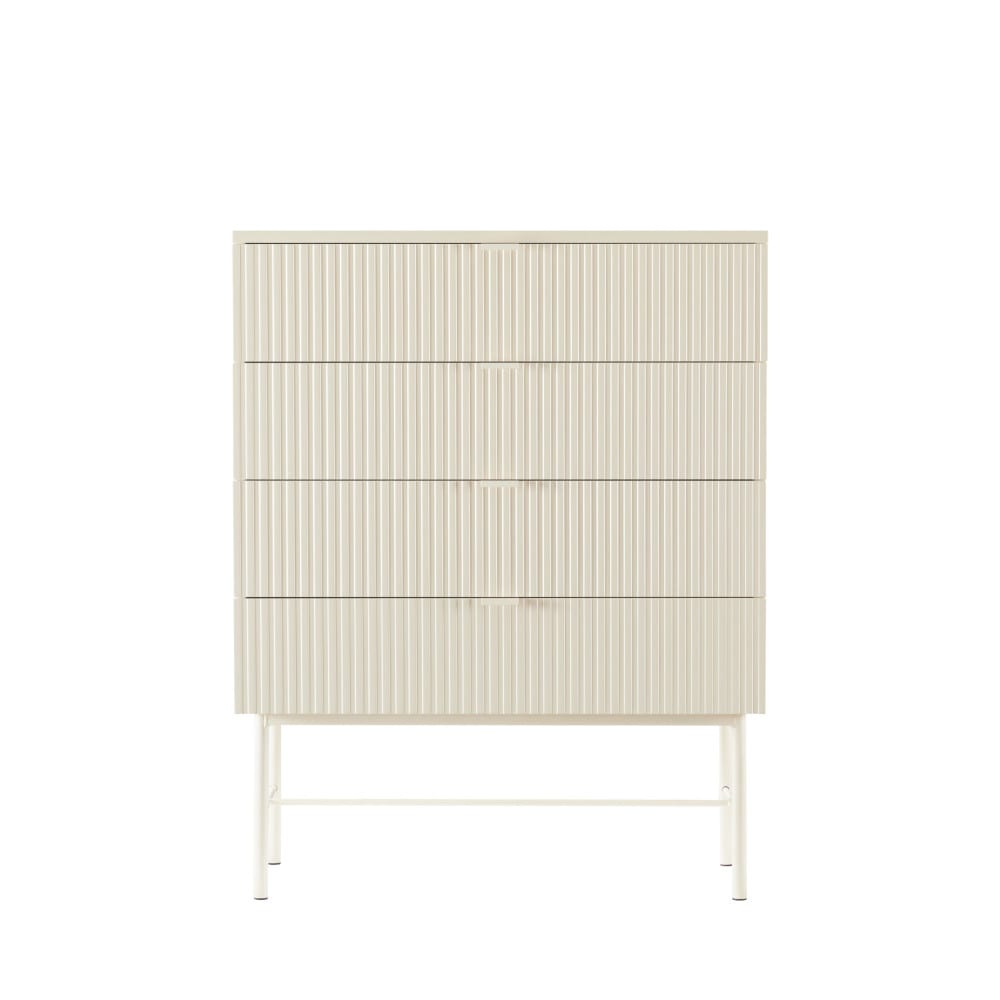 Molly - Commode 4 tiroirs en bois et métal L79cm - Crème