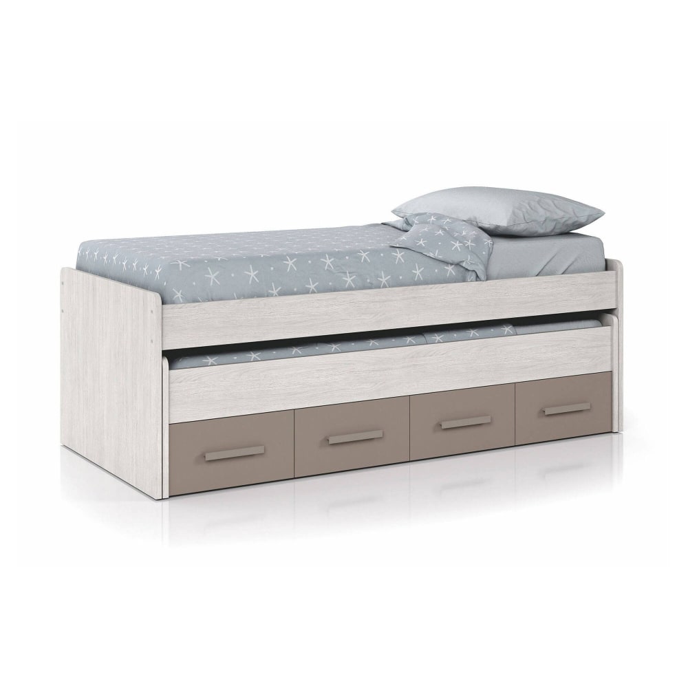 Lit D'enfant Effet Bois Blanc, Marron 198x96 Cm