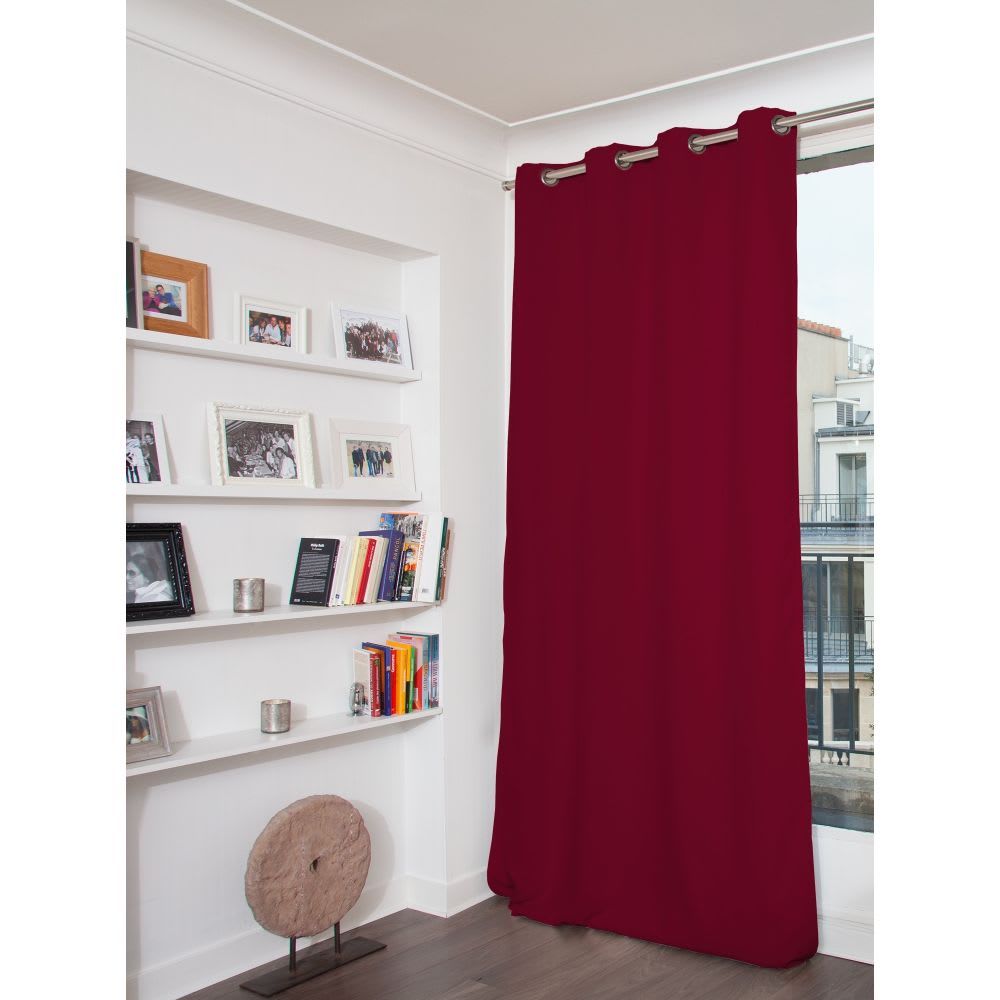 Rideau Occultant Total Velours Oeillets Rouge MC214 135L x 260H