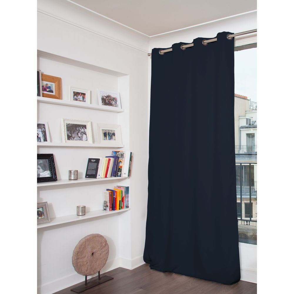 Rideau Occultant Total Velours Oeillets Bleu MC412 135L x 260H