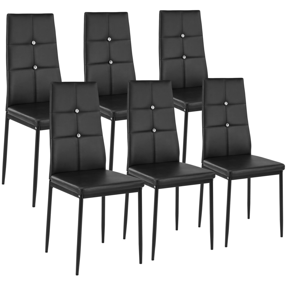 Lot De 6, Chaises De Salle À Manger, Cuir Synthétique,, Élégant, Noir