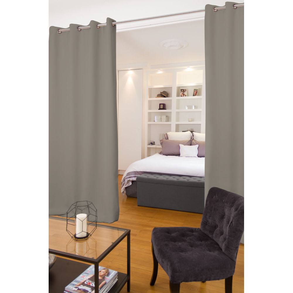 Rideau phonique séparateur pièce Oeillet + bas ourlet Gris MC740 135L x 250H