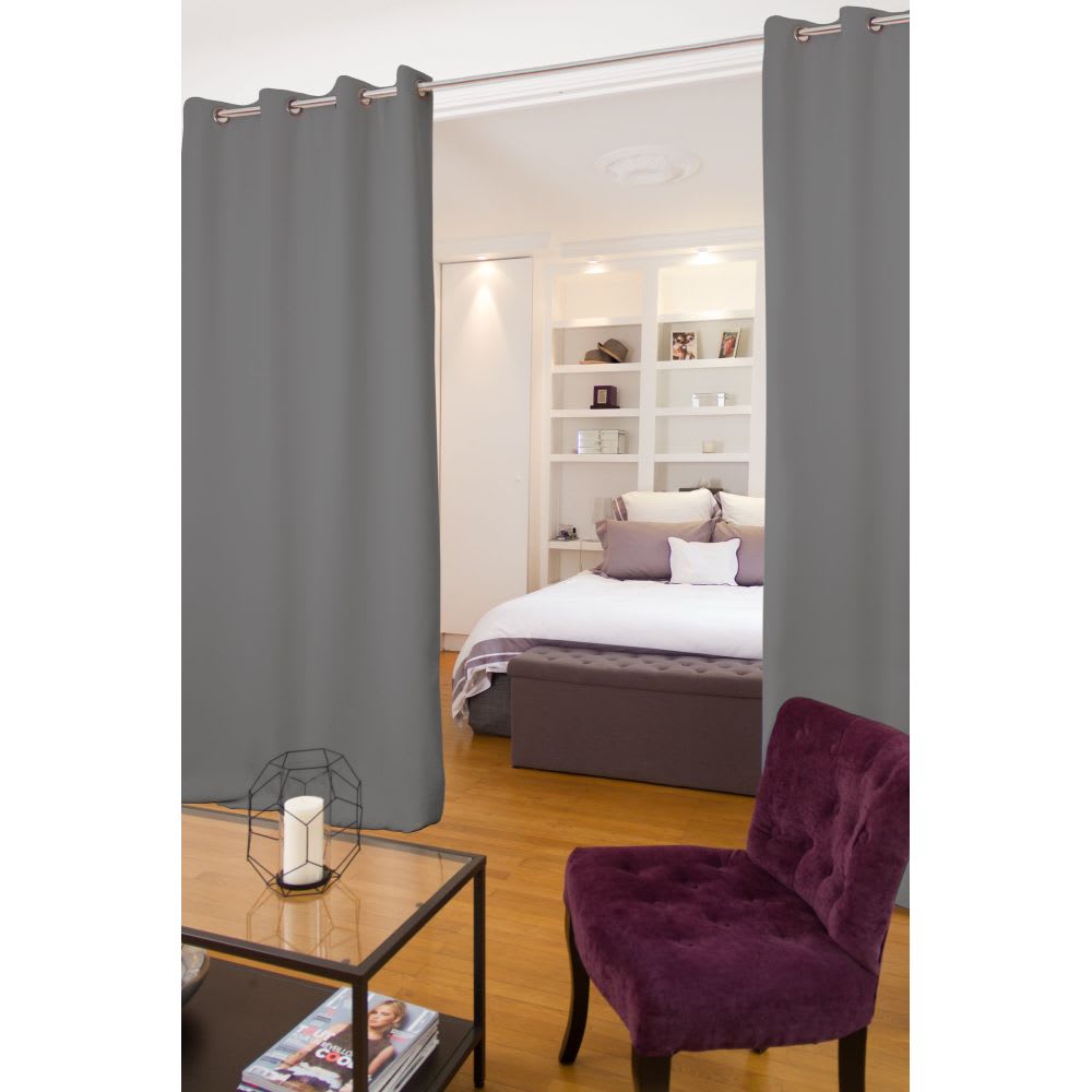 Rideau phonique séparateur pièce Oeillet + bas ourlet Gris MC09 135L x 250H
