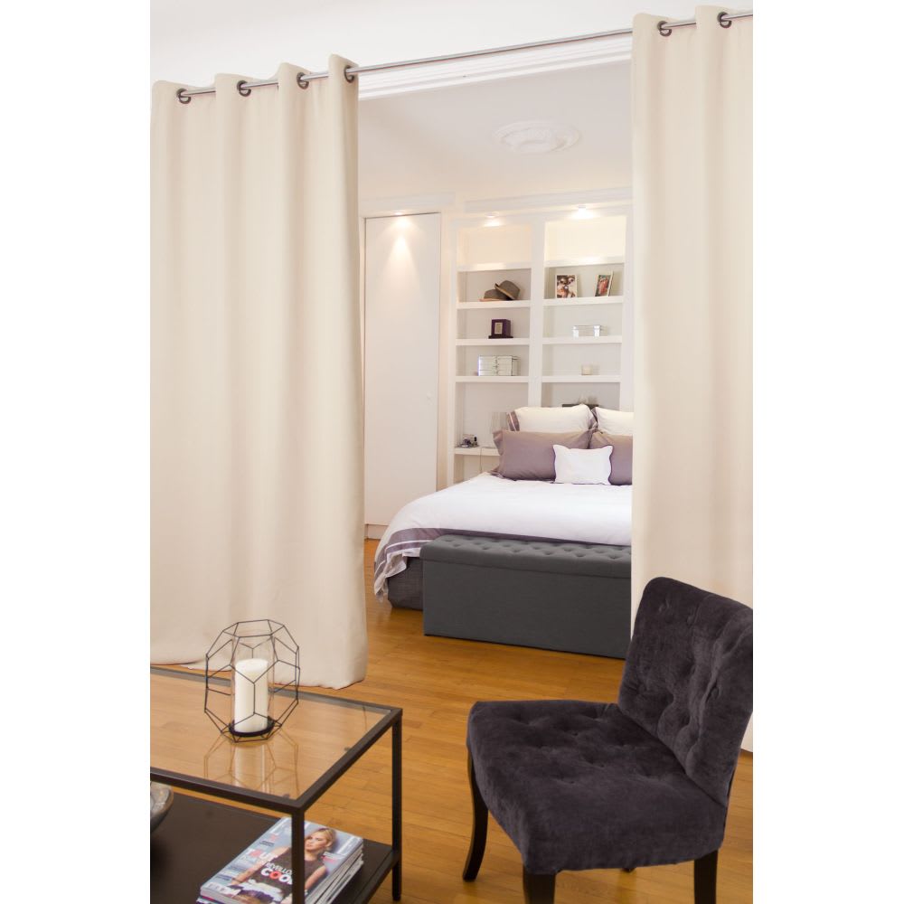 Rideau phonique séparateur pièce Oeillet + bas ourlet Beige MC15 135L x 250H