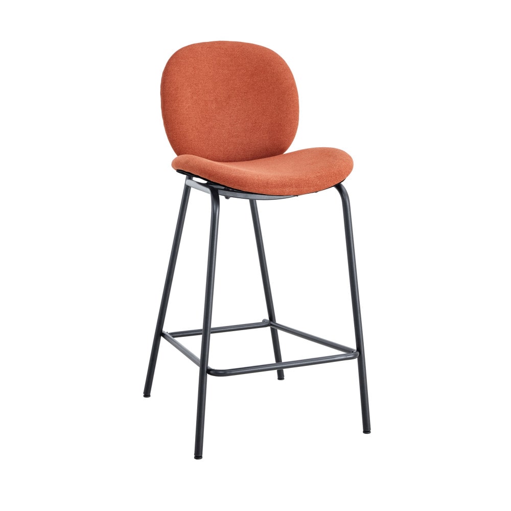 Bega - Lot de 2 chaises de bar en tissu et métal H65cm - Rouille