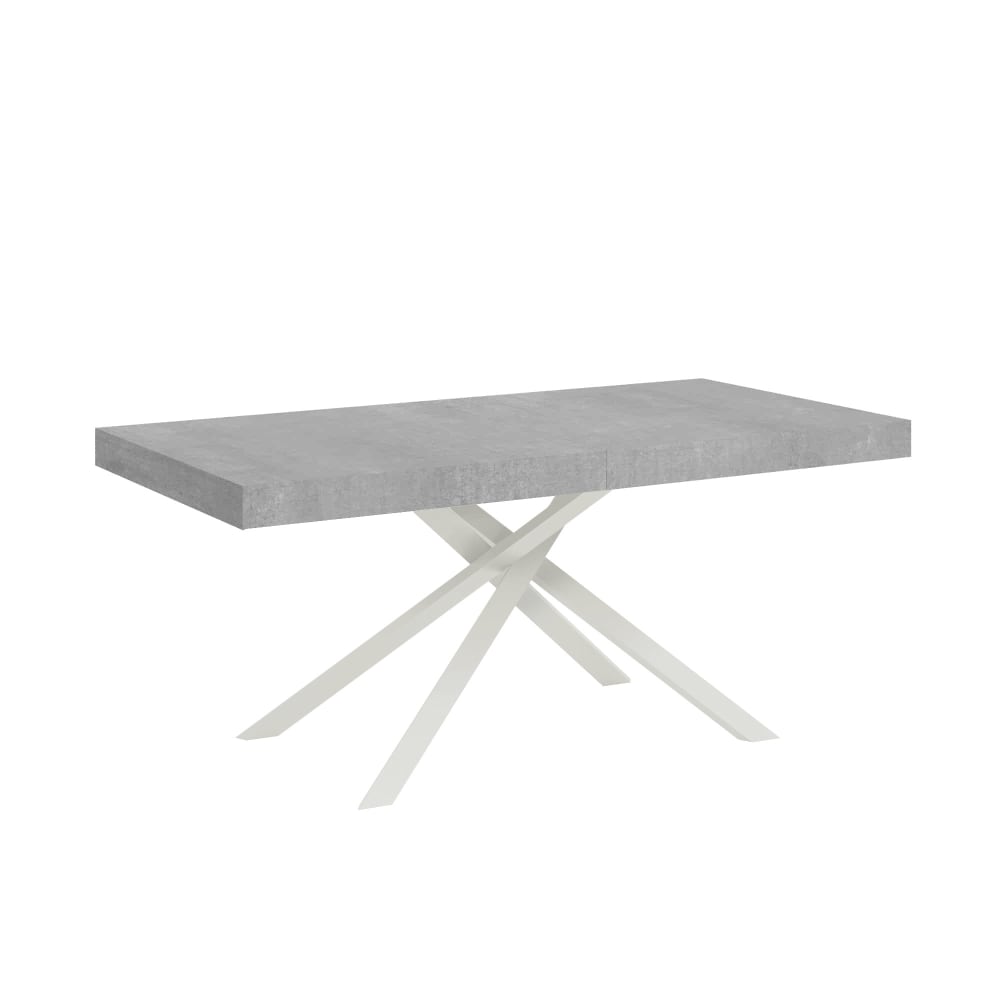 Table Extensible 180/284x90 Cm Karida Gris Béton Pieds Blancs