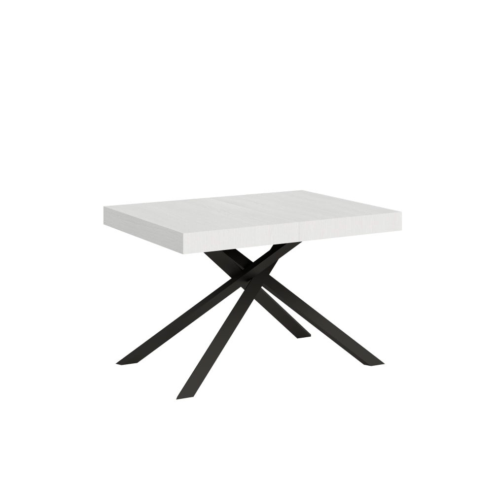 Table Extensible 130/234x90 Cm Karida Frêne Blanc Pieds Anthracite