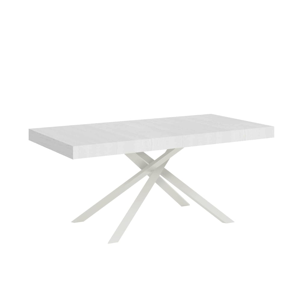 Table Extensible 180/284x90 Cm Karida Frêne Blanc Pieds Blancs