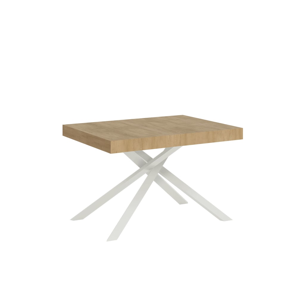 Table Extensible 130/234x90 Cm Karida Chêne Nature Pieds Blancs