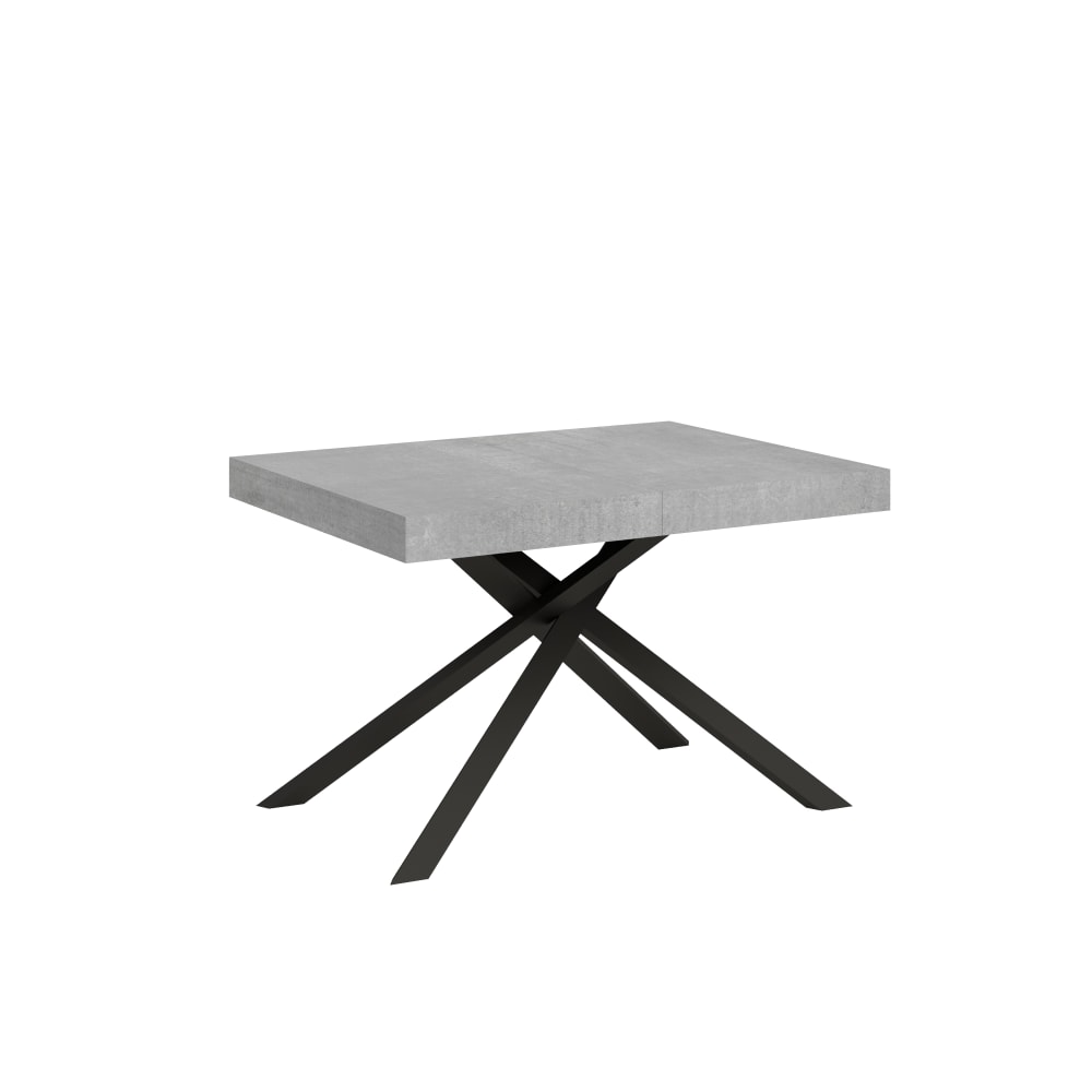 Table Extensible 120/224x90 Cm Karida Gris Béton Pieds Anthracite
