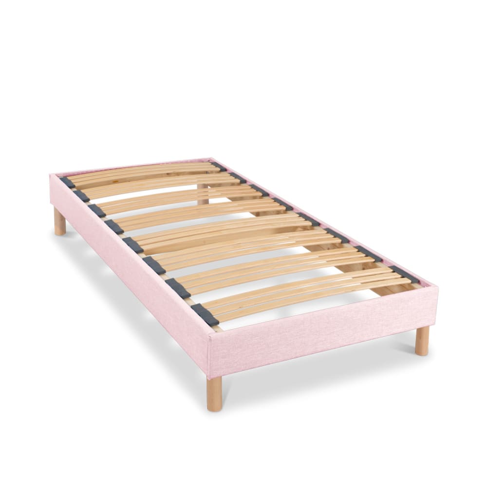 Sommier à lattes Tissu Lumière 90x200 cm - Tri-lattes - Rose