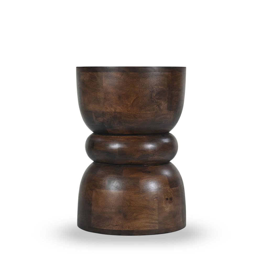 Pulau - Table d'appoint en bois massif diam.33,5cm - Bois foncé