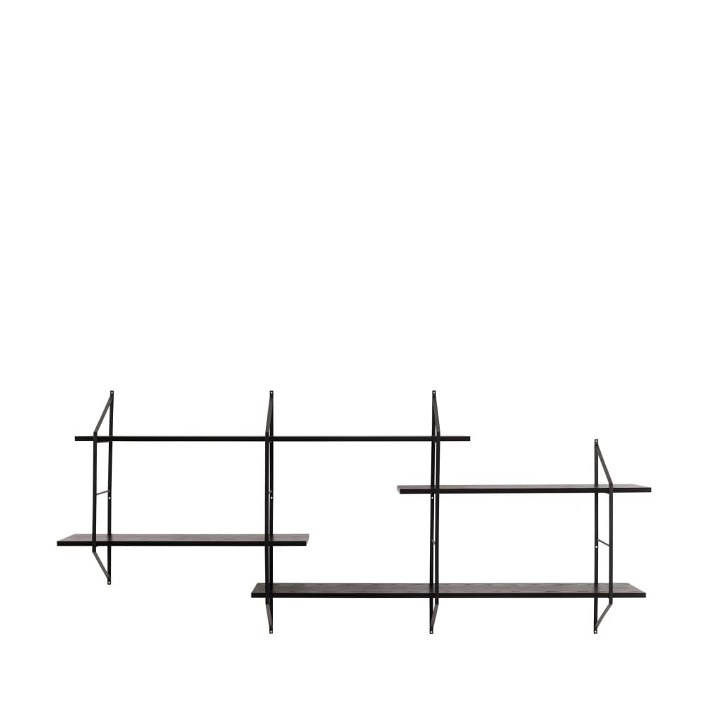 Tocro - Etagère murale en bois et métal L191cm - Noir