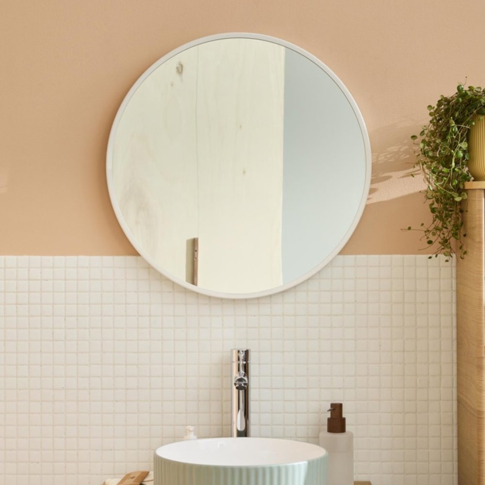 Miroir en métal rond D60cm EMA Blanc