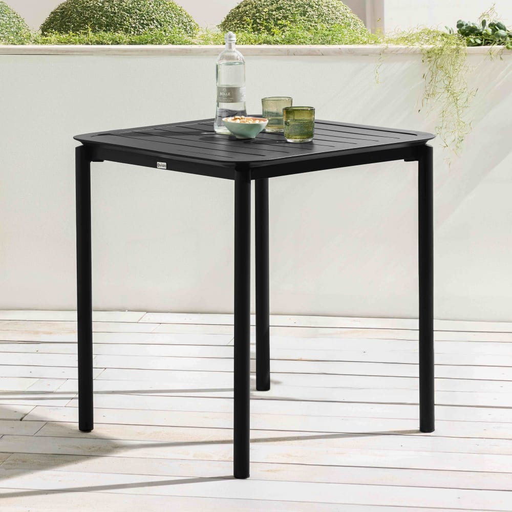 Table carrée de terrasse (70x70cm) noire Oviala