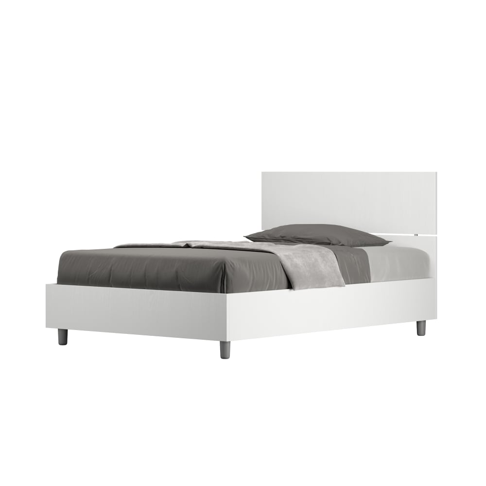 Lit 1 Place Et Demi Avec Sommier 120x190 Tête De Lit Droite Frêne Blanc Demas